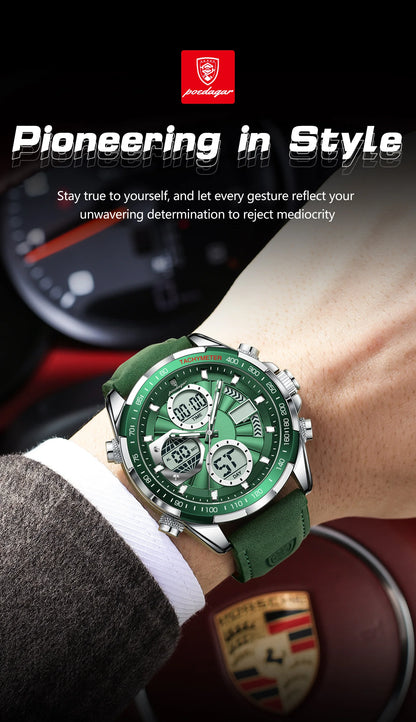 POEDAGAR LED Luxury Men Watch Luminous Week Date Dual Time Display Digital Man Clock Alarm Electronic Men's Quartz Watches Reloj.