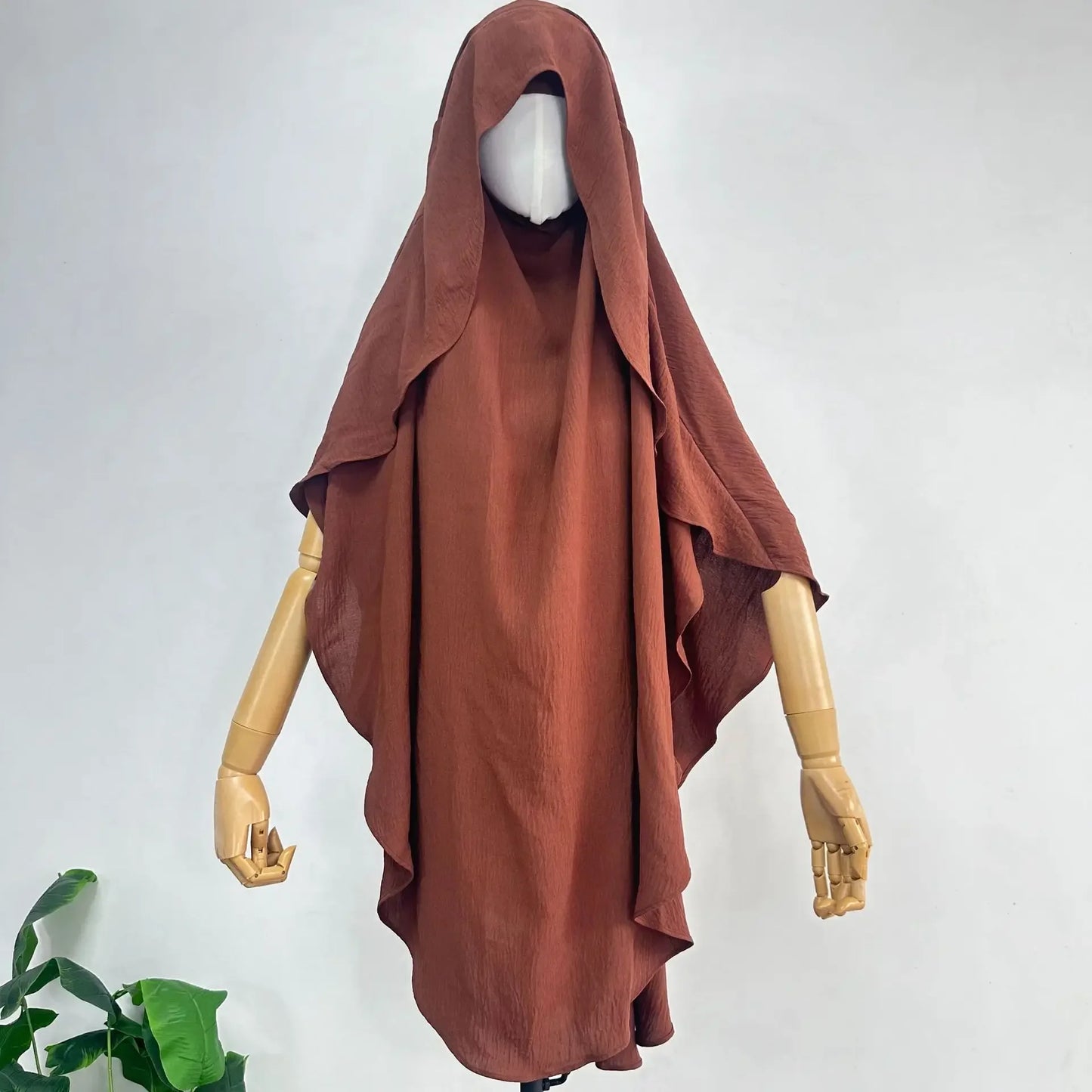 2025 Summer Muslim Women's Hijabs Traditional Soft Plain Scarf Khimar One Layer Stretch Soft Split Traditional Zip Chador