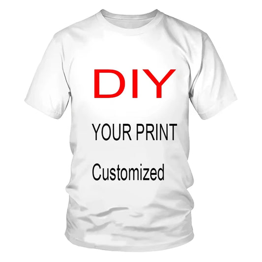 DIY Design 3D Printing Picture Custom T-shirt Men Women Short Sleeve Crew Neck Customize T Shirts Harajuku Fashion Tee Top.