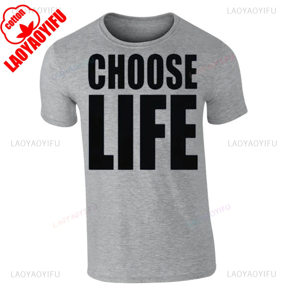 Choose Life Wham Retro 80s 80's Simple Letters T Shirt Woman Man Summer Music Festival High Quality Cotton Printed T-shirt.
