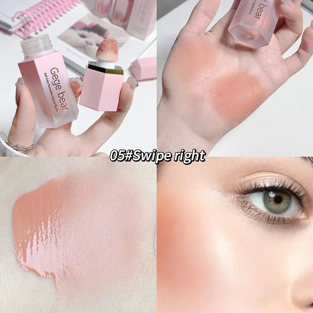 Gege Bear Liquid Blush Cream 6 Colors Smooth Velvet Matte Pink Blusher Natural Easy To Smudge.