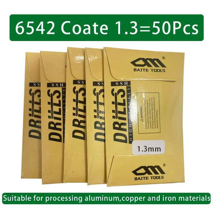 LOCO 50 Stück Titanbeschichtete Bohrer HSS Schnellarbeitsstahl-Set Werkzeug Hochwertige Elektrowerkzeuge 1/1,5/2/2,5/3 mm
