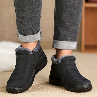 Snow Waterproof Boots Men Platform Shoes For Men Slip On Warm Fur Ankle Boots Men's Winter Shoes Plush Footwear Work Shoes.