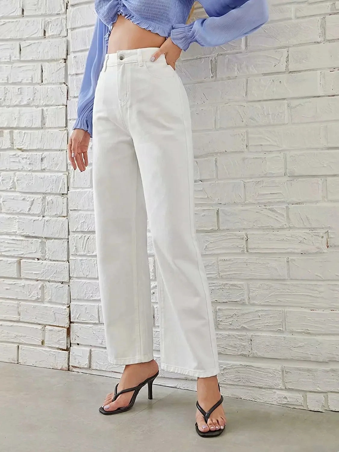 High Waist Wide Leg American Style Summer Casual Women's Jeans Floor Length Design Sensation Fashionable Chinese Brand.