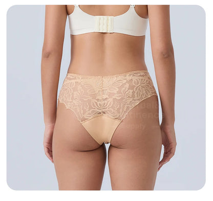 Women Period Panties 4-Layer Leakproof Lace Cheeky Brief High Absorbency Reusable Breathable Menstrual Panties.