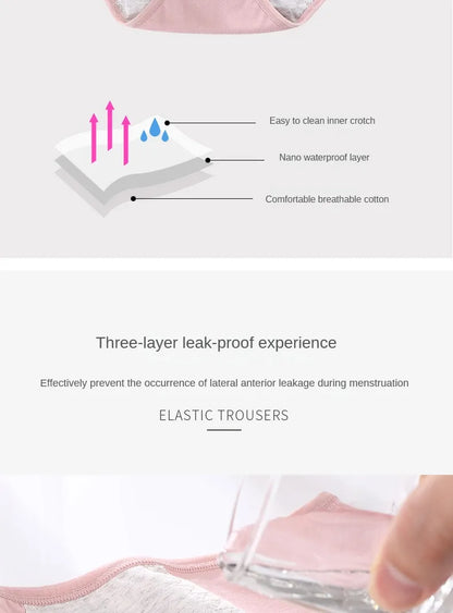 3PCS/set Women's menstrual briefs large flow postpartum water absorption leakproof briefs women's pure cotton menstrual briefs.
