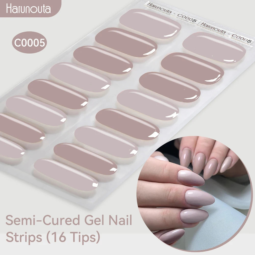 Harunouta Gradient Semi Cured Gel Nail Sticker Long-Lasting UV Nail Sticker UV/LED Extension Gel Nail Foil Gel Polish Full Cover