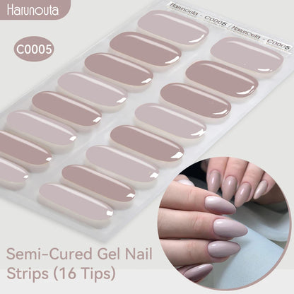 Harunouta Gradient Semi Cured Gel Nail Sticker Long-Lasting UV Nail Sticker UV/LED Extension Gel Nail Foil Gel Polish Full Cover