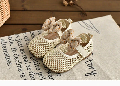 Children Girls Mesh Sandals Baby Summer Toddlers Fashion First Walker Shoes Causal Bowknot Sweet Kids Soft Sandals Breathable.