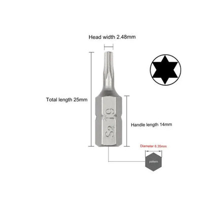 1 Zoll T6 T7 T8 T9 T10 T15 Torx-Schraubendreher-Bit-Set S2 Stahl 1/4 Zoll 6,35 mm Sechskantschaft Elektrowerkzeuge