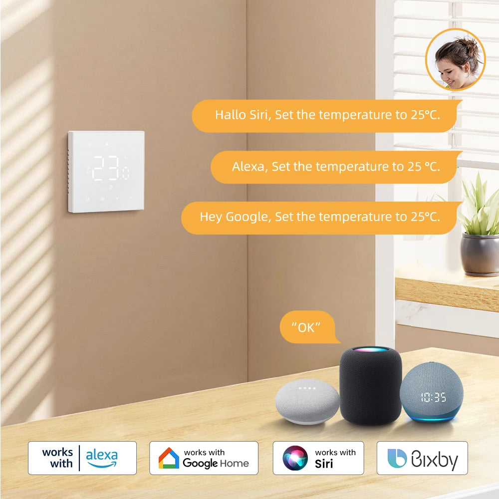 AVATTO Tuya WiFi Matter Smart Thermostat WaterGas Electric Floor Heating Temperature Controller For Alexa Google Apple HomeKit.