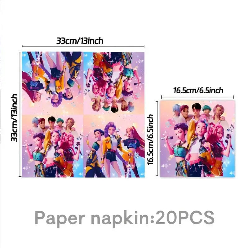 Kpop Demon Hunters Birthday Decorations Kpop Demon Hunter Birthday Theme Party Favors Supplies Plates Cup Balloons Backdrop Gift