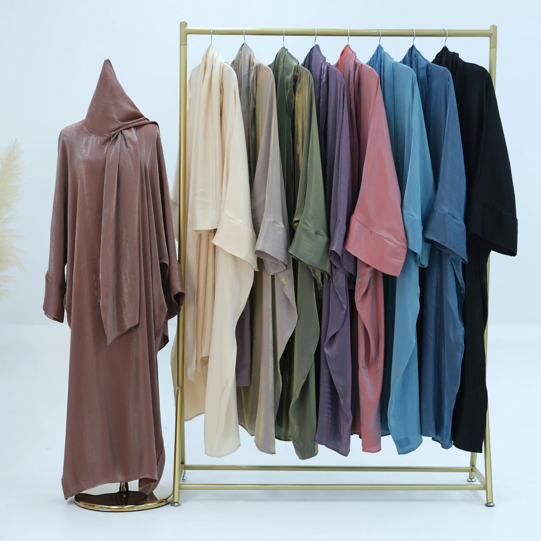 Two Piece Muslim Sets for Women Luxuru Dubai Hijab Abaya Dress Ramadan Saudi Arabia Modest Clothing Islamic Solid Church Outfits.