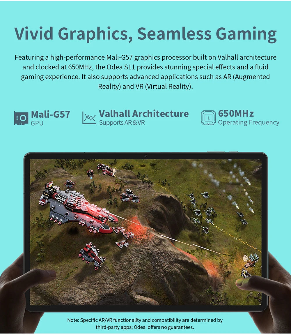 Odea S11 Tablet Android 14 Max 16GB RAM 256GB ROM T606 8-core 11 inch TDDI Tablets 4G VoLTE GPS 8000mAh Widevine L1 Type-C.