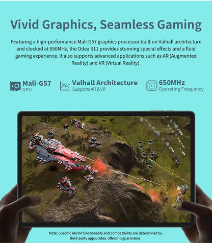 Odea S11 Tablet Android 14 Max 16GB RAM 256GB ROM T606 8-core 11 inch TDDI Tablets 4G VoLTE GPS 8000mAh Widevine L1 Type-C.