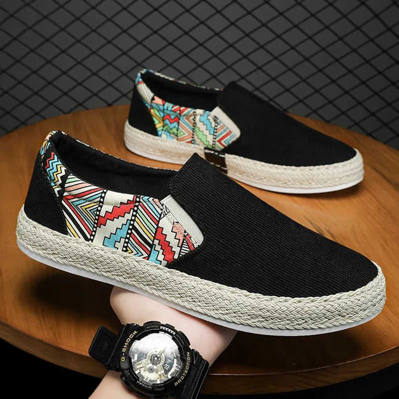 2023Men Turnschuhe Casual Sommer Low-top Cord Schuhe Fischer Schuhe Faul Schuhe Slip-on Tuch Schuhe Trendy männer Schuhe.