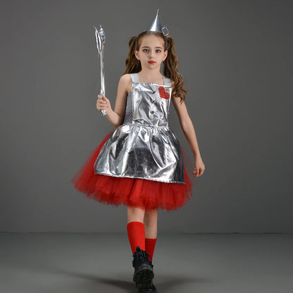 Kinder Mädchen Halloween Kostüm Zauberer von Oz Vogelscheuche Zinn Mann Löwe Hexe Prinzessin Tutu Kleid Rollenspiel Party Bühne Kleid Outfit.
