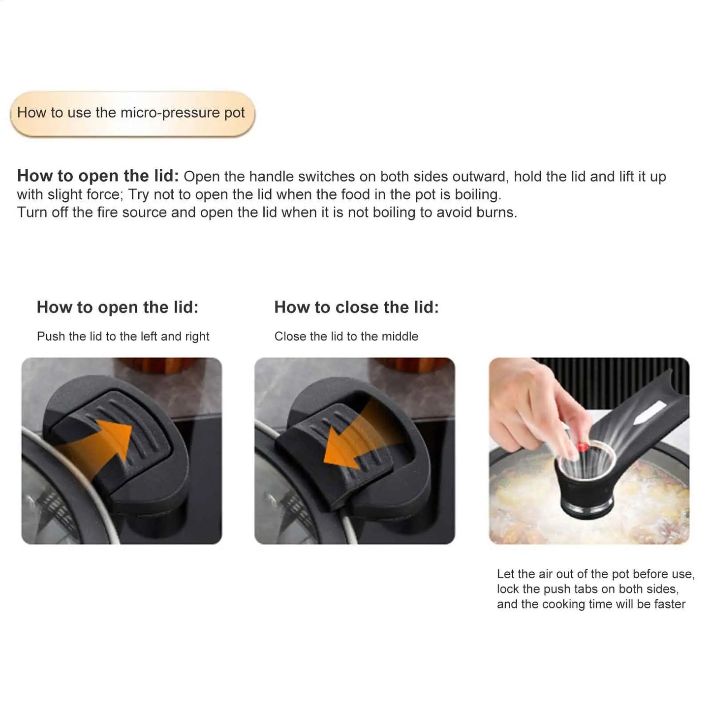 Portable Pressure Cooker Fast Cooking Stew Pot Pressure Cooker Stainless Steel Fast Cooking Multifunctional Kitchen Accessories.