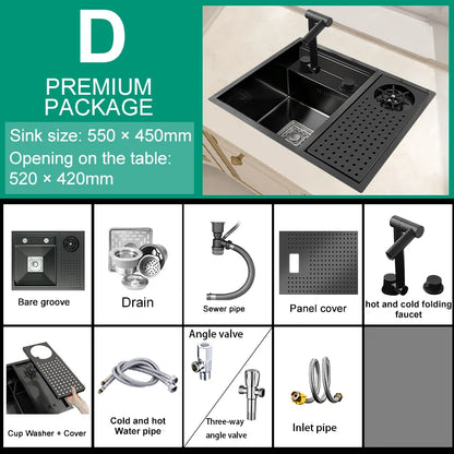 Hidden Cup Washer Bar Tank Stainless Steel Kitchen Sink Multifunctional Wash Basin Mini Small Single Slot With Cover Plate