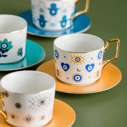 Blue Eye Ceramic Coffee cup European Fashion Coffee cup Dish Set Home Afternoon Tea Tea Cup tea cups and saucer sets  coffee cup.