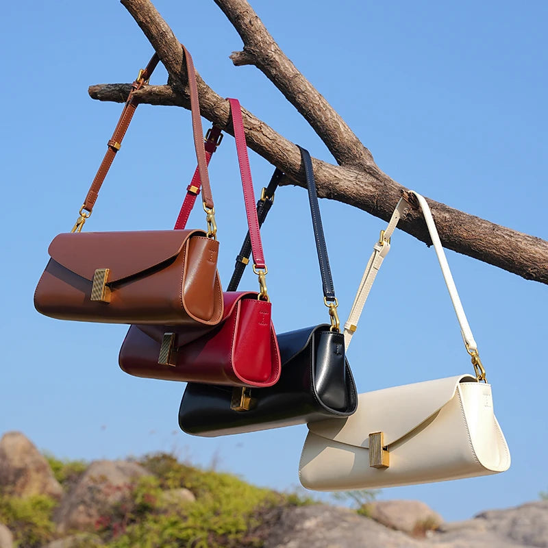 Hifashion Elegant Genuine Leather Underarm Shoulder Bags For Women 2025 Luxury Designer Crossbody Purses Square Ladies Handbags.