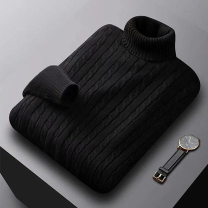 2025 New Men's High Neck Sweater Solid Color Pullover Knitted Warm Casual Turtleneck Sweatwear Woolen Mens Winter Outdoor Tops.
