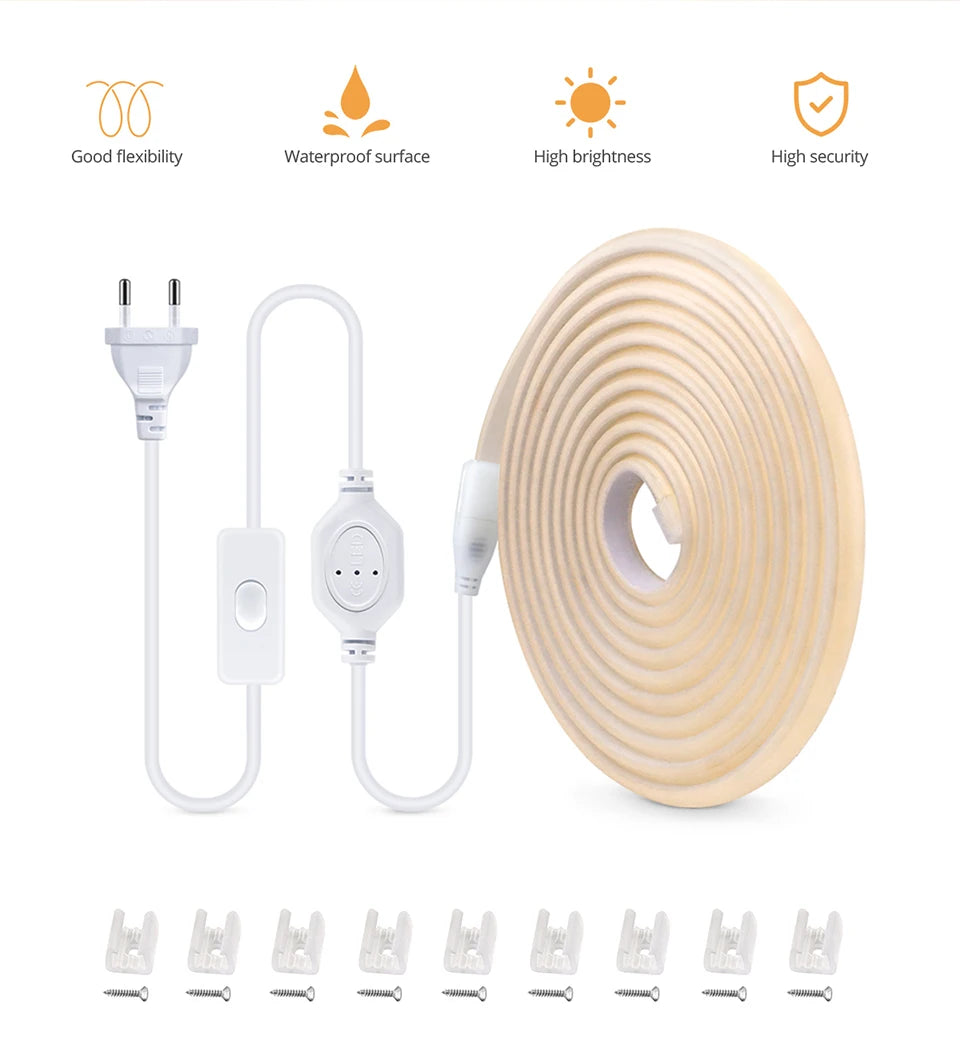 35M 30M 10M 5M 3M 110V 220V Super Helle COB LED Streifen mit Schalter FOB LED Band Band EU UNS Stecker Neon Lichter Für Outdoor Garten.