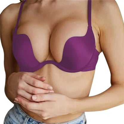 Sexy Push Up Bra Backless Bras Women Sport Yoga Low Cut Open Back Dresses Wedding Underwear Invisible Seamless Deep U Lingerie.