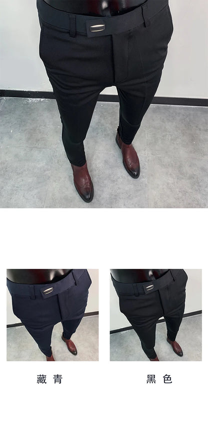 Men Suit Pants Formal Trousers Stretch Slim Pantalone Hombre Calça Masculina Solid Color Casual Dress Pants Fashion Men Clothing