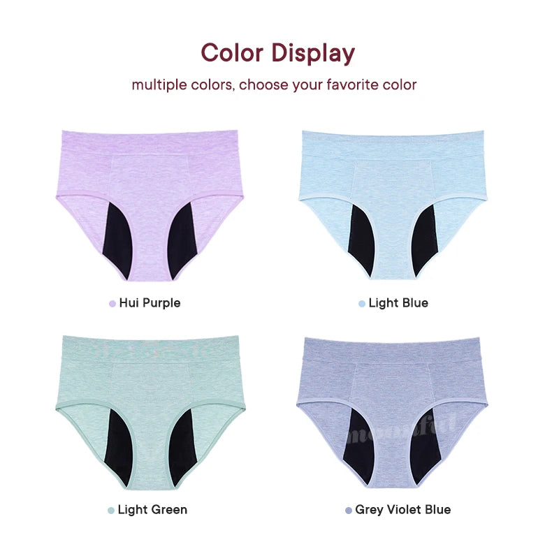 Menstrual Panties Woman Super Absorbent Menstrual Panties High Waist Bamboo Fiber Leakproof Menstruation Period Underwear Girl.