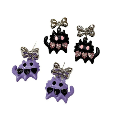2023 New Fashion Cute Animal Stud Earrings Women Cartoon Small Black Cat Bear Shark Dinosaur Earring Ear Stud Girl Funny Jewelry.