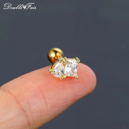 1pc Cartilage Tragus Helix Daith Crystal Ear Piercing Stud Earrings for Women Mini Screw Stainless Steel Stacking Ear Jewelry.