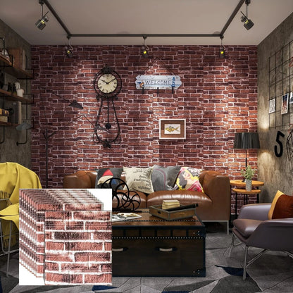 10/20/30/40/50pcs DIY 3D Simple Brick Pattern Wall Stickers,Thickened, Sound-proof,Waterproof,Moisture-proof