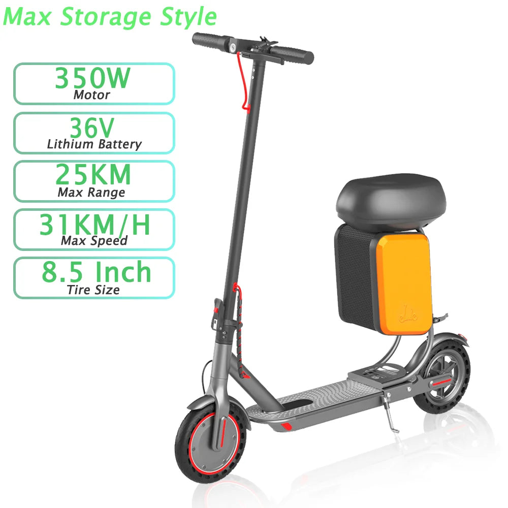 JUICEASE 350W Electric Scooter 350W Motor 36V 25KM Long Range 8.5Inch 31KM/H with Seat Storage Box Smart App Foldable Escooter.