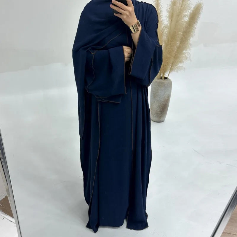Muslim Abaya3 Pieces Dress for Women Arab Plain Hijab Ramadan Islamic.