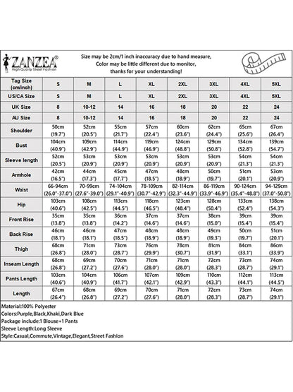 2025 ZANZEA Fashion Lapel Long Sleeve Tops Pant Suit Autumn 2 Piece Sets Women Outfits Office Pant Sets Casual Work OL Tracksuit.