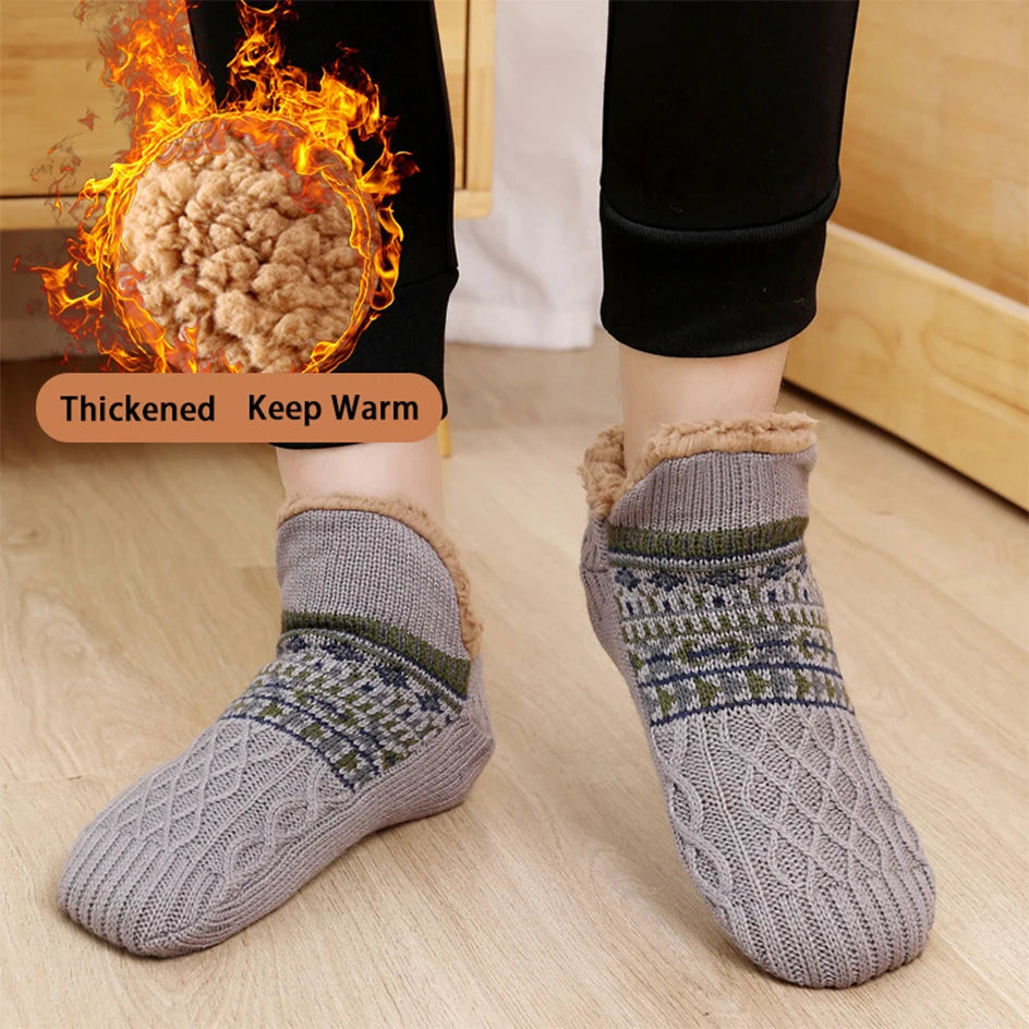 1 Pair Warm Winter Non-slip Floor Socks Women Men Snow Socks Sleep Carpet Socks Slippers Comfortable Soft Non-slip Yoga Socks.