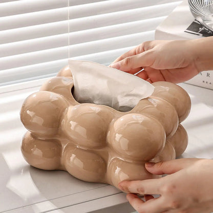 Geometry Tissue Box Cover Decorative Facial Tissue Holder Case Container for Bedroom Tissue Box Covers Rectangular Ceramic