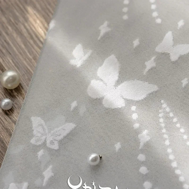 Butterfly at Night ~ Sweet Lolita Tights Sheer Wedding Pantyhose for Summer by Yidhra.