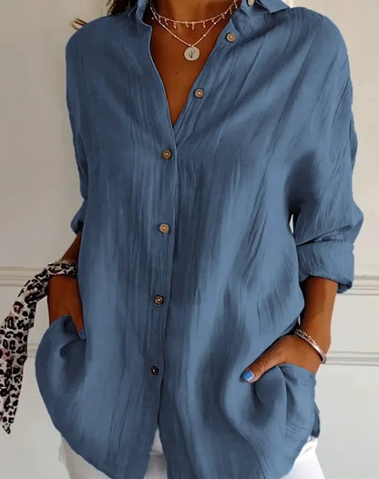 Shirt Women's Lapel Long Sleeve Solid Color Casual Single Breasted New Fashion Brown Black White Shirt Tops Blouses for Female.