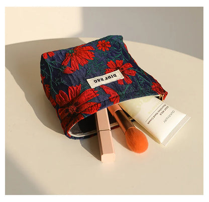 Mini Female Cosmetic Bag Portable Red Soft Small Sanitary Napkin Storage Bag Commuter Coin Key Bag Portable Bank Card Bag.