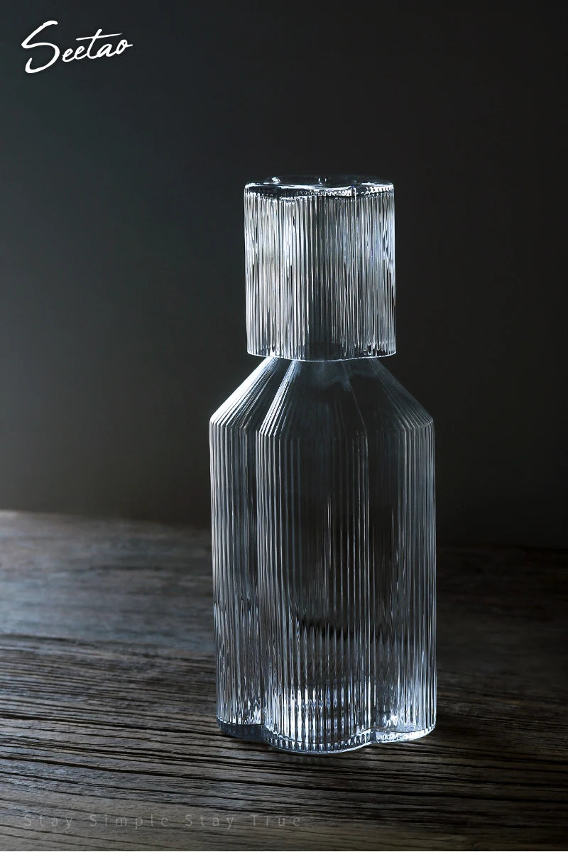 Clear Ice Cream Glass Whiskey Red Wine Glass Cup Flower Stripe Glass Mug Vintage Iced American Coffee Mug Home Stacked Cup