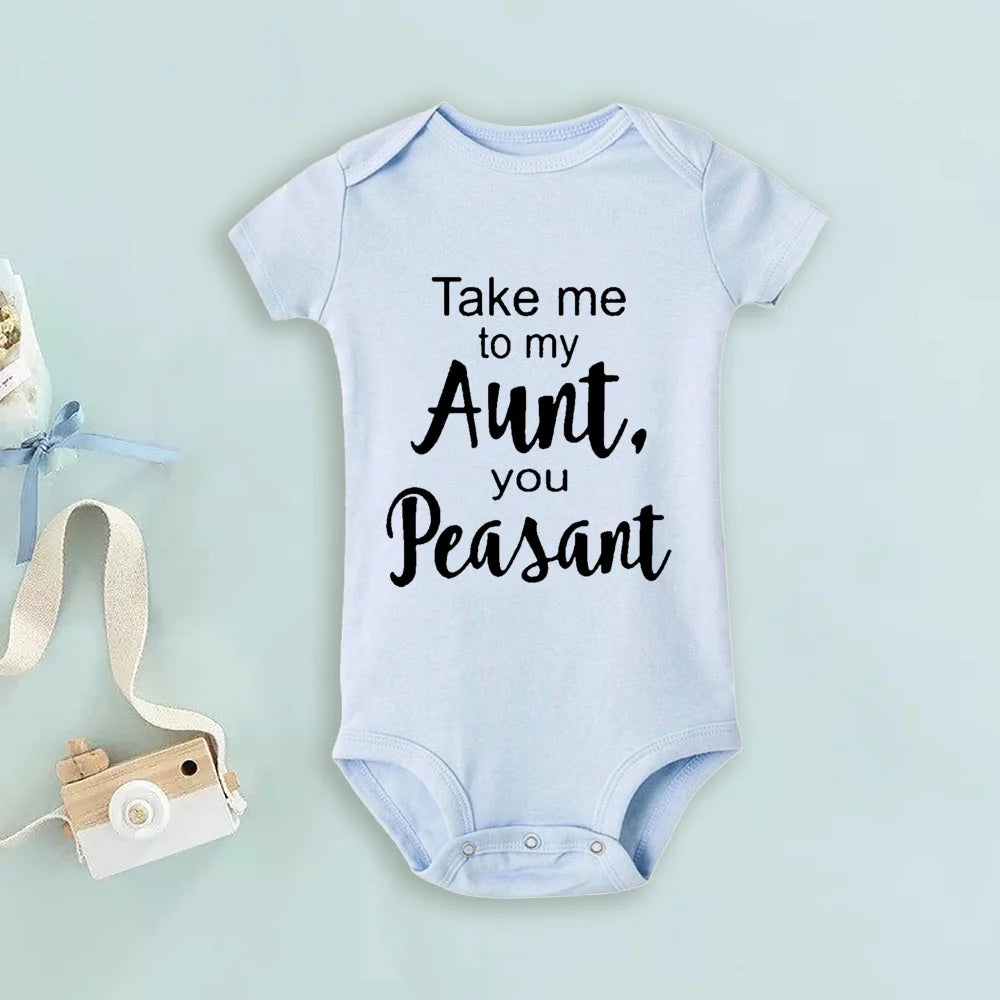Take Me To My Tante You Baby-Body mit Bauernmuster, kurzärmelig, für Neugeborene, lockerer Komfort-Strampler, bestes Geschenk für Babys.