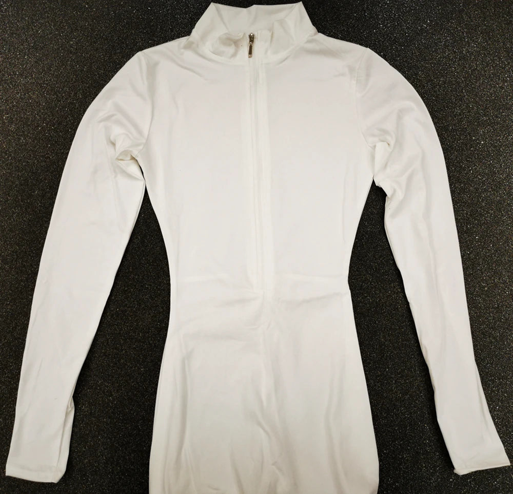 Womens Jumpsuits Long Sleeve Yoga Slim Fit Stretch One Piece Romper Sexy Fitness Female Basic Sportwears Tight Zipper Ladies