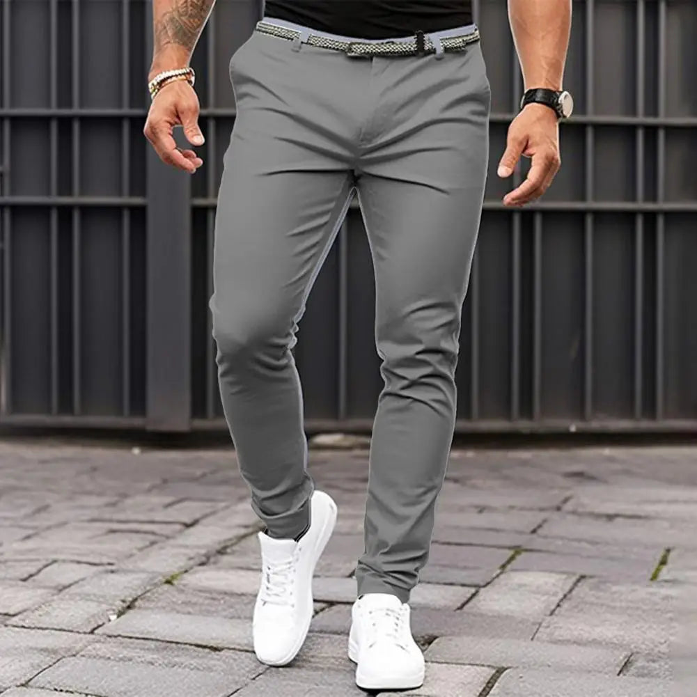 Männer Einfarbig Anzug Lange Hosen Mid-rise Schräg Taschen Zipper Fly Slim Fit Business Büro Hosen Feine Nähen hosen Arbeitskleidung.