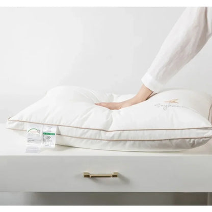 Class A cotton soybean fiber pillow core washable five-star hotel pillow adult neck protection household feather velvet pillow.