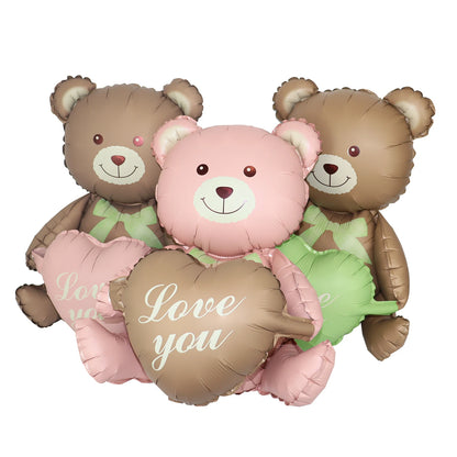 Matte 3D Herz Liebe dich Bär Aluminium Folie Ballon Hochzeit Dekoration Geschenke Schleife Stern Gänseblümchen Regenbogen Alles Gute zum Geburtstag Party Ballon.