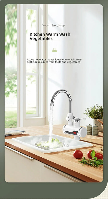 Electric Hot Cold Mixer Tap 3000W Instant Heating Faucet 360 Degree Rotation Fast Heating Tap Digital Kitchen Bathroom Supplies