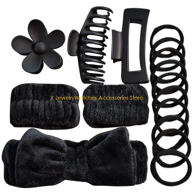 31KD Bowknot Dye Headband Set with Wristbands Hair Clip and Hair Rings Accessory.