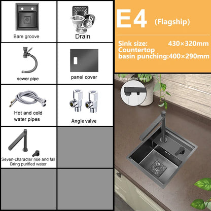 Small Hidden Sink Stainless Steel Kitchen Sink Mini Bar Single Slot Touring Car Wash Basin With Cover Plate Apartment